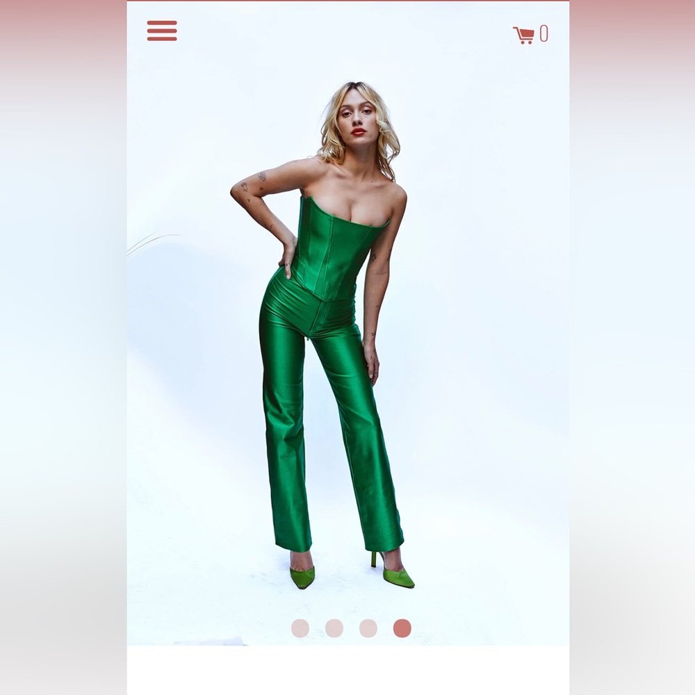 Rezek Studios Gem Green Corset and Disco Pants set